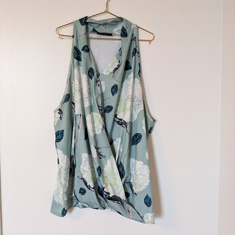Loveu.Dear 2XL Teal Floral Blouse Tank
